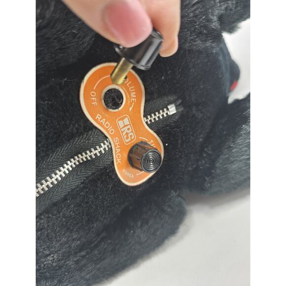 Vintage 1960s Radio Poodle Plush Black W/ Chain Transister Japan MCM Untested - Picture 7 of 7